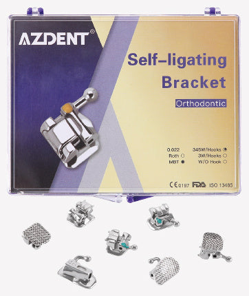 Metal self-ligating brackets